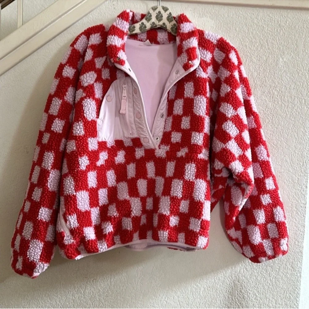 RARE Free People Movement | Hit The Slopes Checkered Fleece Pullover | Medium - Picture 5 of 13